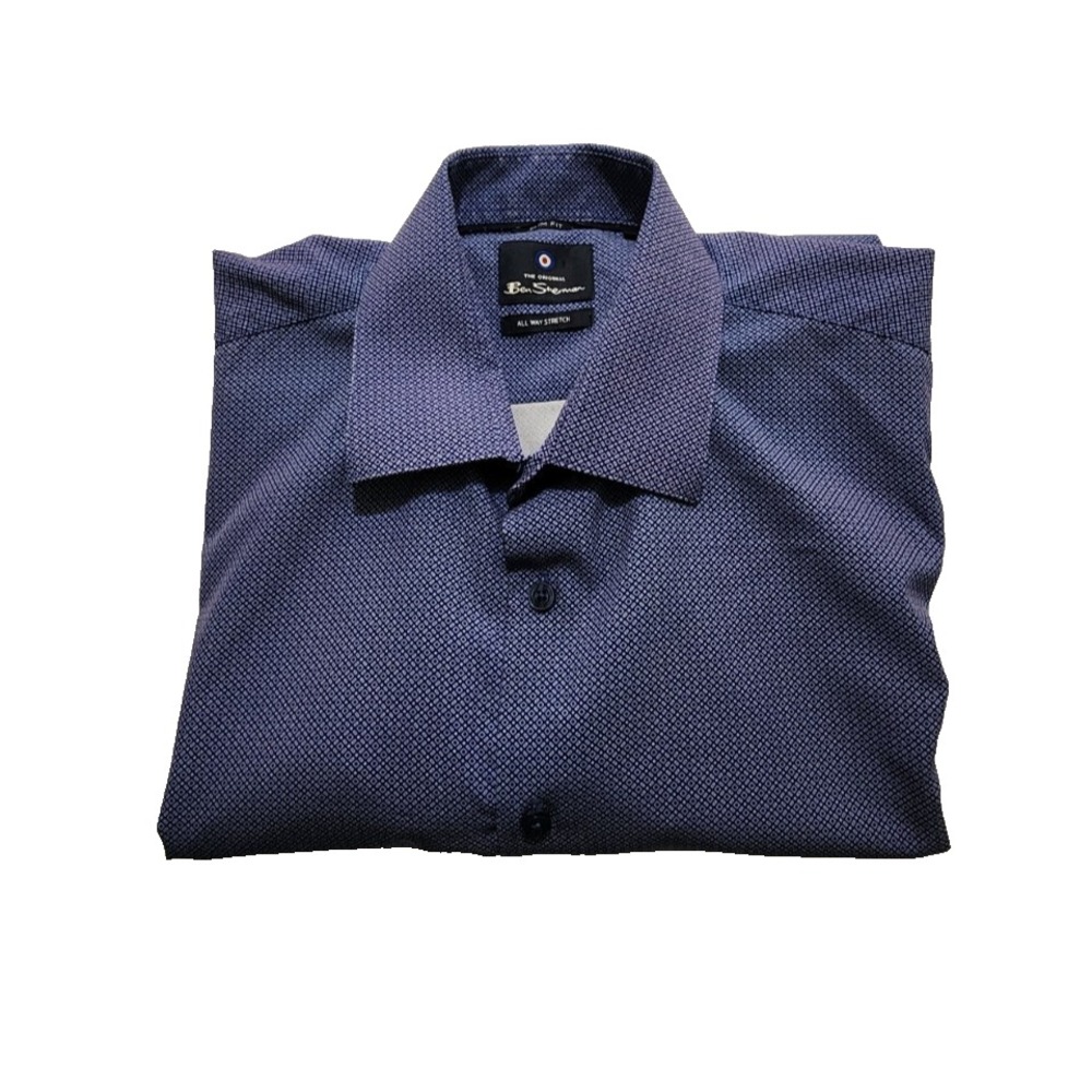 Ben‎ Sherman Men's Shirt All Way Stretch Slim Fit Long Sleeve Size L
